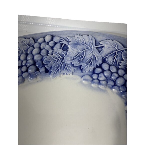 A. Santos Made in Portugal, Large Platter with Raised Blue & White Grape & Leaf - Picture 10 of 14